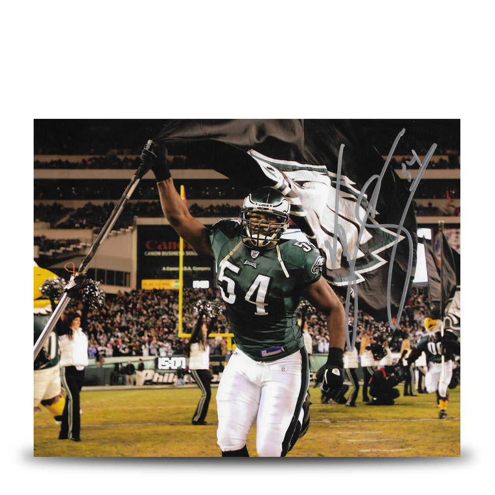 Jeremiah Trotter, Sr. Flag Philadelphia Eagles Autographed 16" x 20" Football Photo