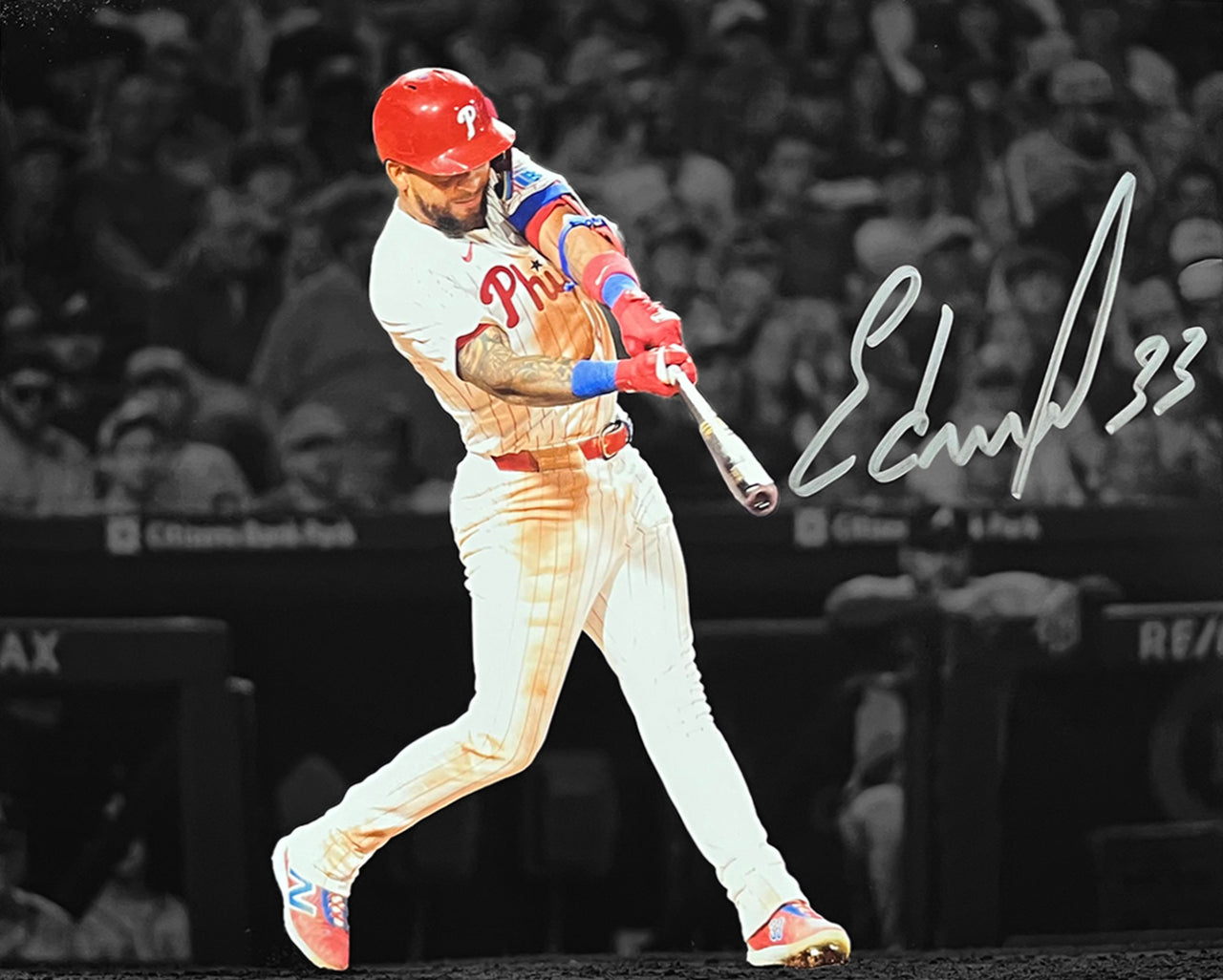 Edmundo Sosa Swing Autographed Philadelphia Phillies 11" x 14" Blackout Baseball Photo