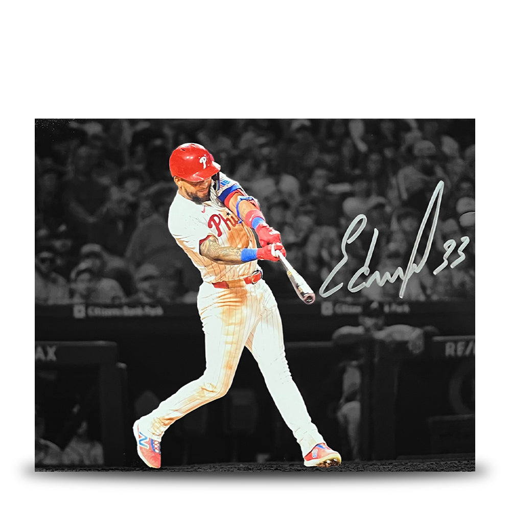 Edmundo Sosa Swing Autographed Philadelphia Phillies 11" x 14" Blackout Baseball Photo