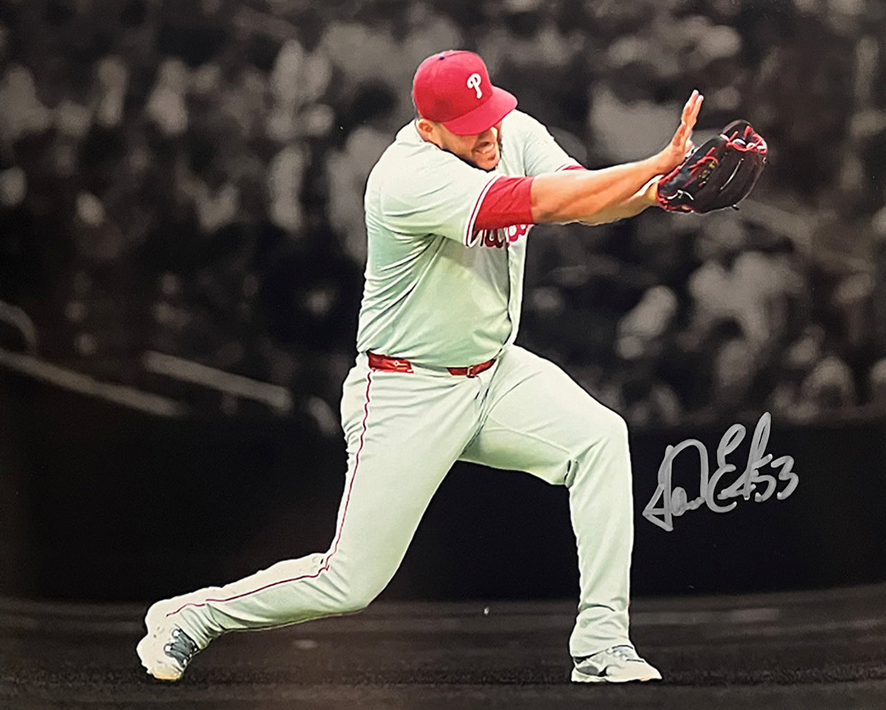 Carlos Estevez Kamehameha Pose Autographed Philadelphia Phillies 8" x 10" Blackout Baseball Photo