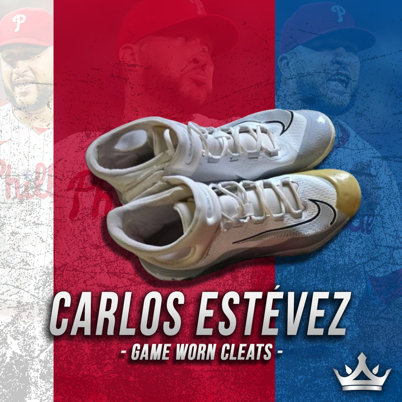 Carlos Estévez Philadelphia Phillies 2024 Game-Worn White Silver Cleats