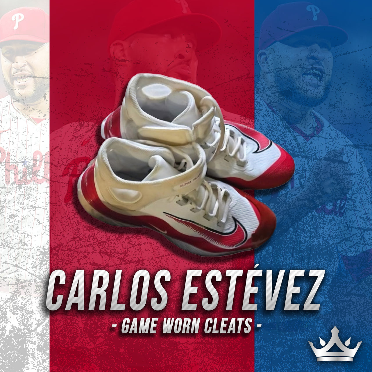 Carlos Estévez Philadelphia Phillies 2024 Game-Worn White Red Cleats