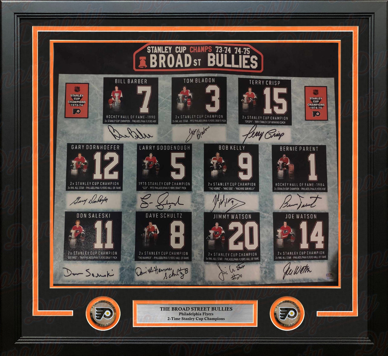 Broad Street Bullies Philadelphia Flyers Autographed 16" x 20" Framed Hockey Photo - 11 Autographs