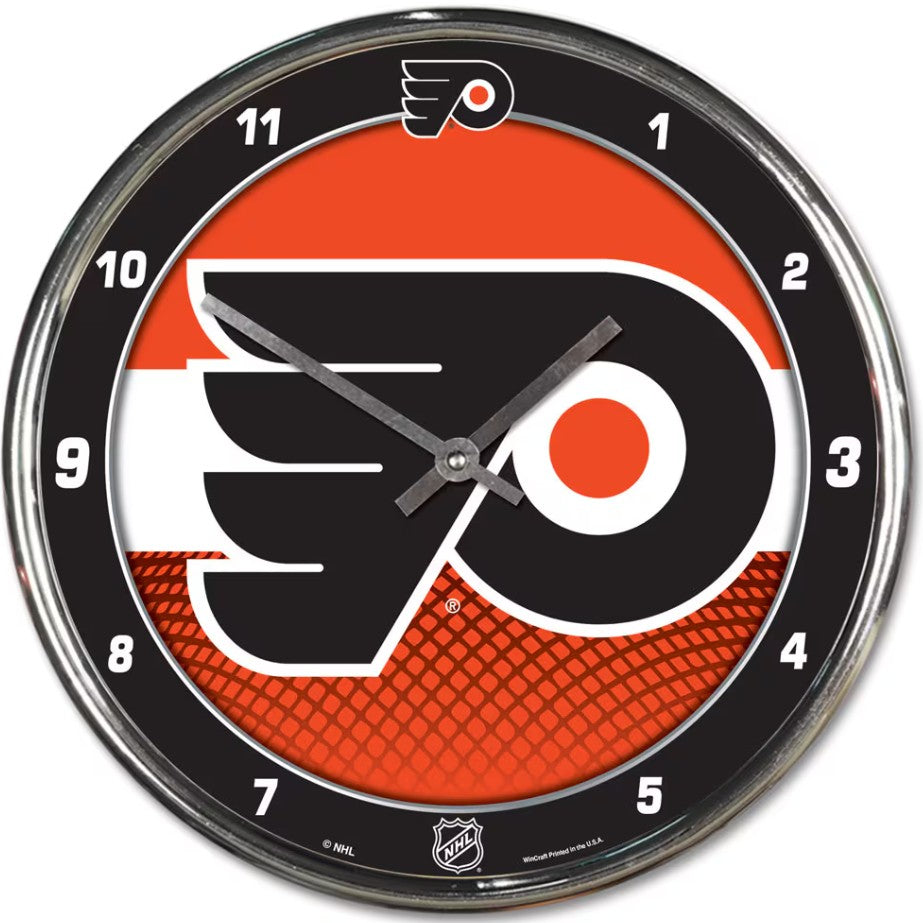 Philadelphia Flyers Round Chrome Clock