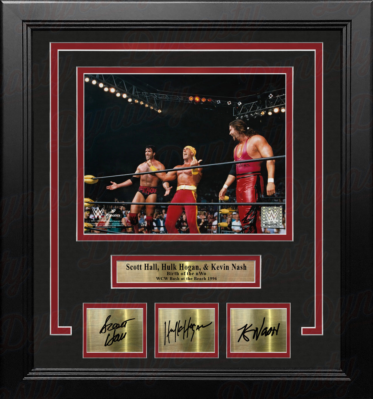 Scott Hall, Hulk Hogan, Kevin Nash Form the nWo 8x10 Framed Wrestling Photo with Engraved Autographs