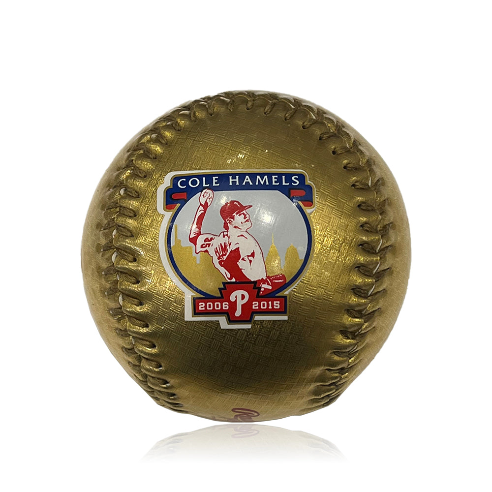 Cole Hamels Retirement Night Commemorative Gold Rawlings Baseball