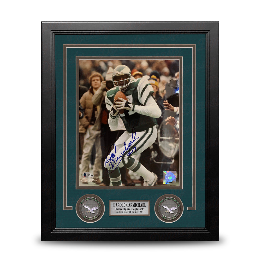 Harold Carmichael in Action Philadelphia Eagles Autographed 8" x 10" Framed Football Photo