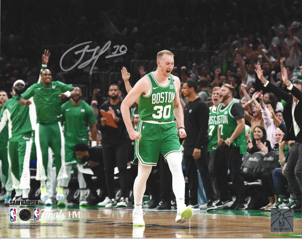 Sam Hauser Celebration Autographed Boston Celtics 11" x 14" NBA Finals Photo