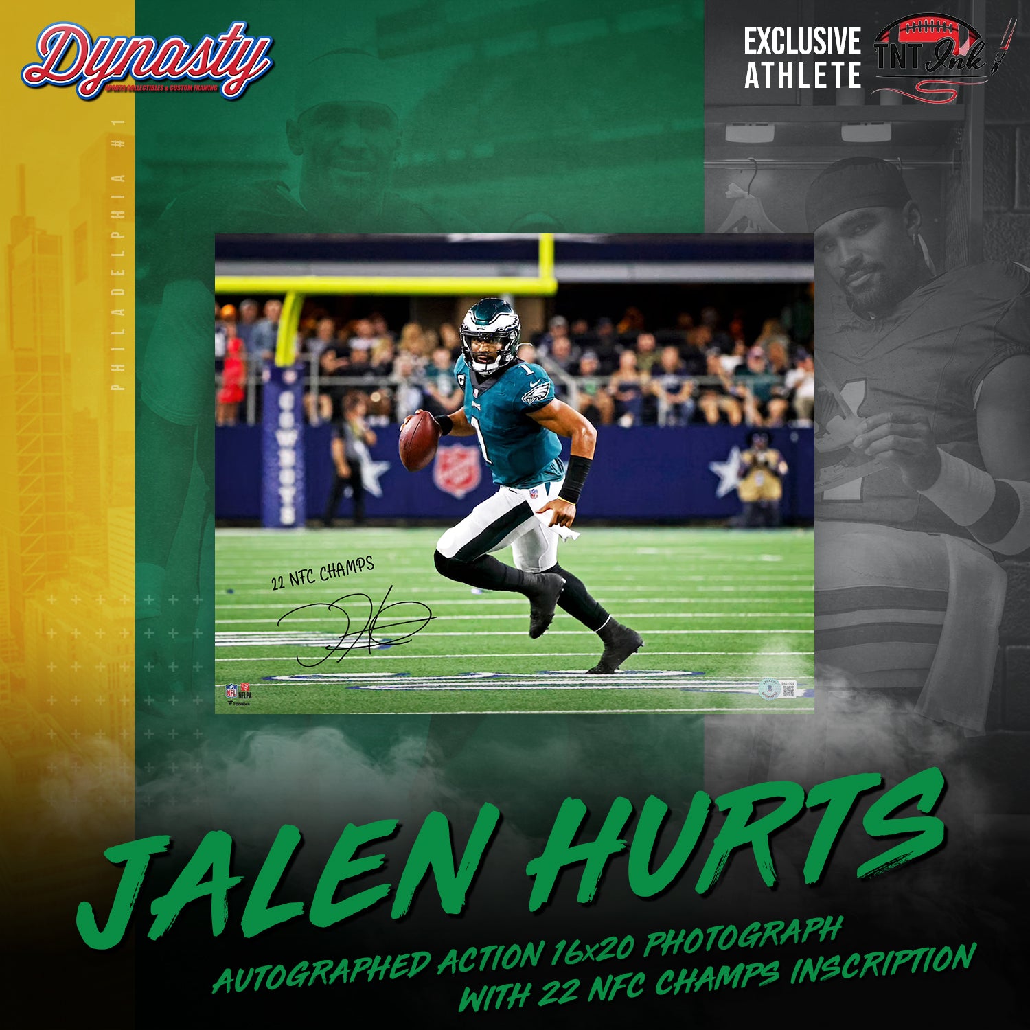 Jalen Hurts Autographed Philadelphia Eagles Framed Nike Jersey | Pre-Sale  Opportunity - Green / 22 NFC Champs