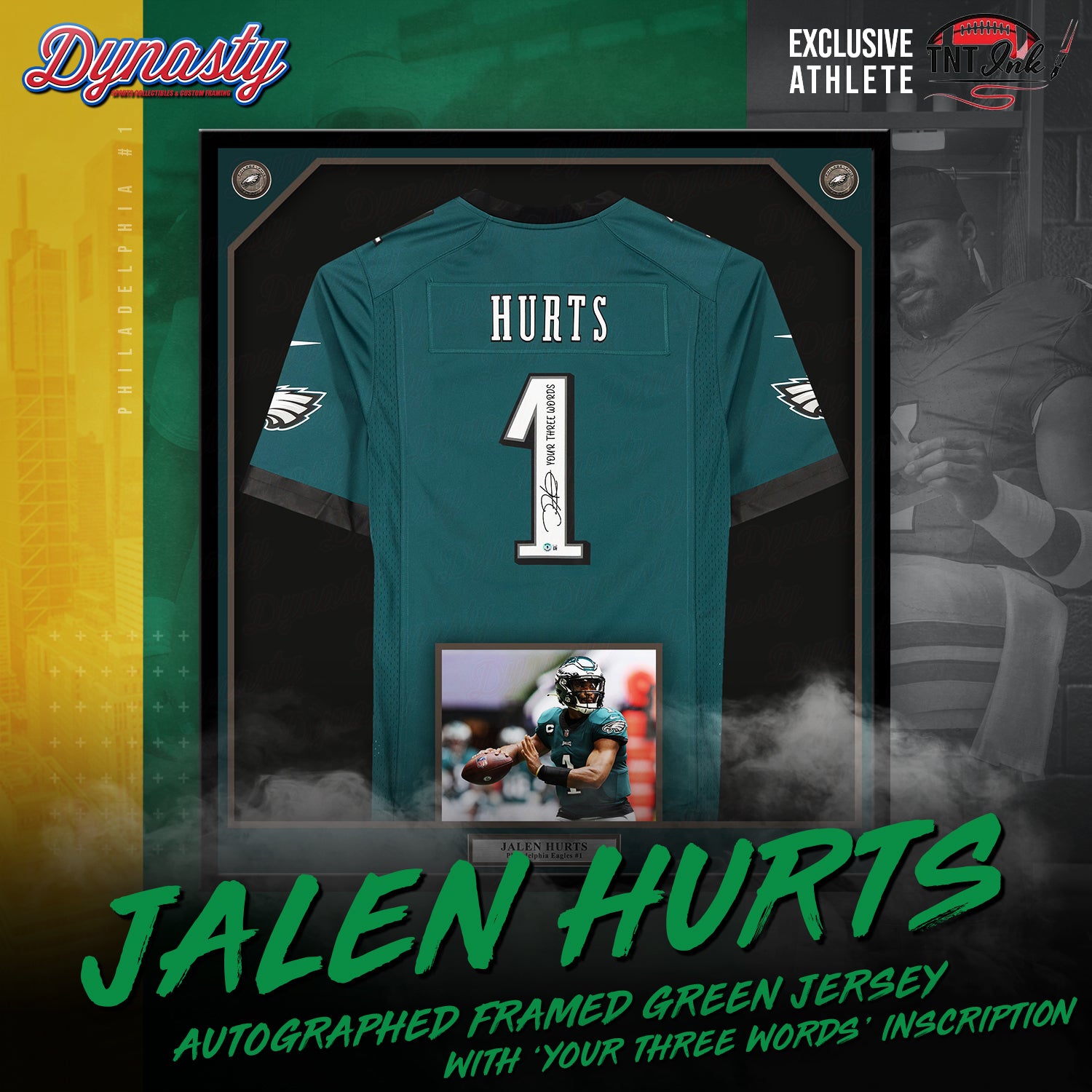 Jalen Hurts Philadelphia Eagles Fanatics Authentic Autographed Framed  Midnight Green Nike #2 Game Jersey Shadowbox