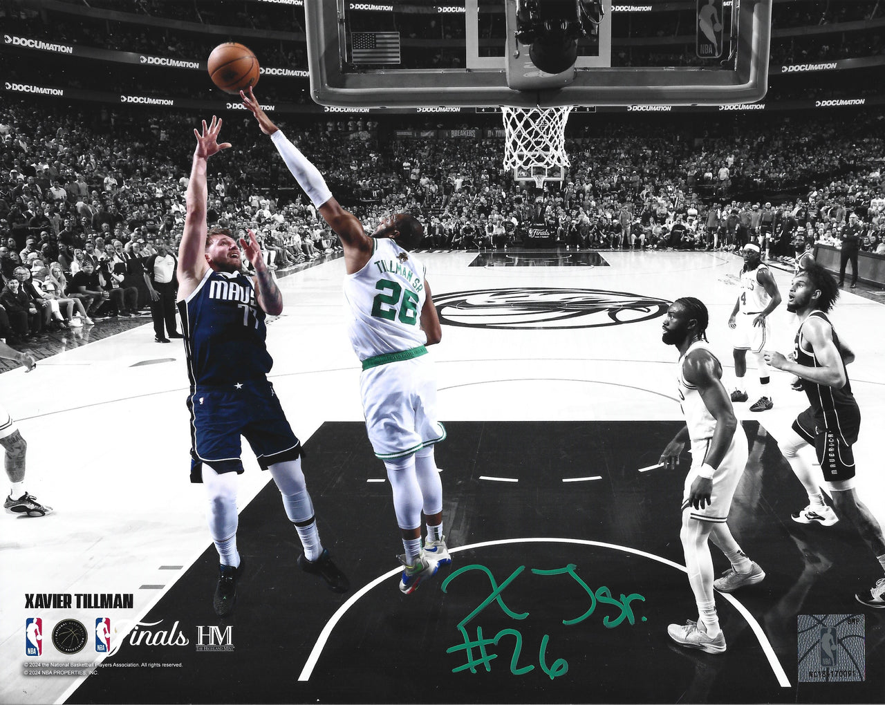 Xavier Tillman Blocks Luka Doncic Autographed Boston Celtics 8" x 10" NBA Finals Photo