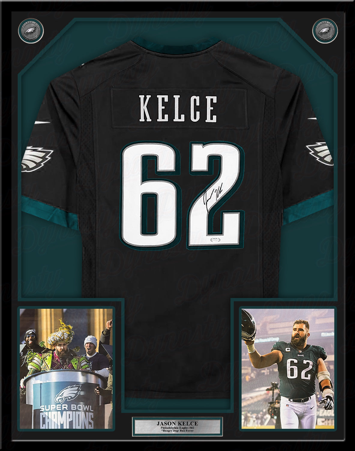 Jason Kelce Philadelphia Eagles Autographed Framed Black Nike Game Jersey