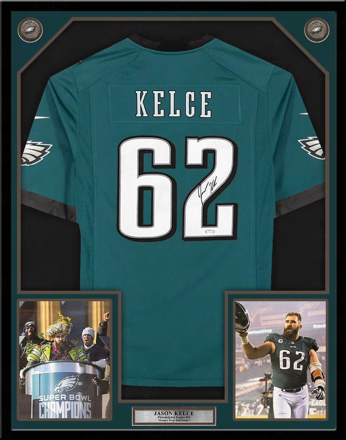 Jason Kelce Philadelphia Eagles Autographed Framed Green Nike Game Jersey