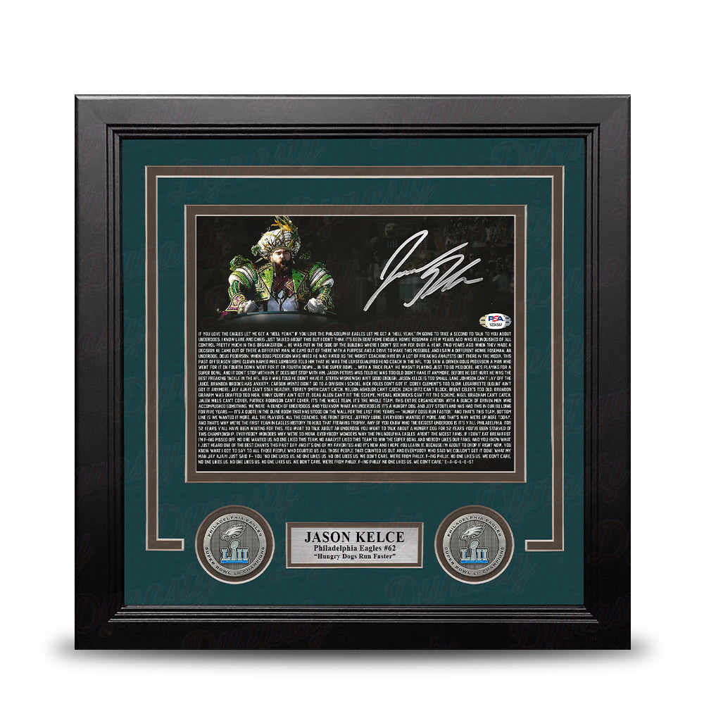 Jason Kelce Super Bowl Speech Text Philadelphia Eagles Autographed 8" x 10" Framed Football Photo