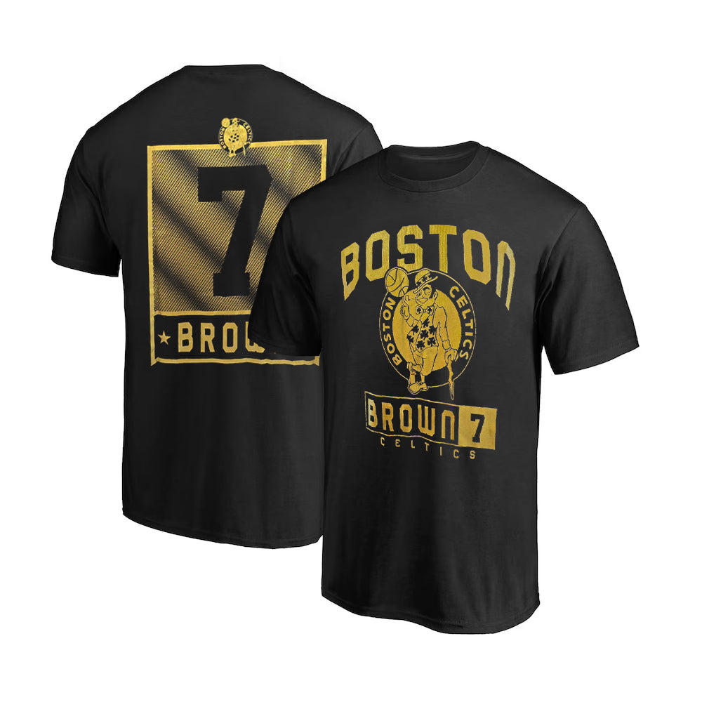 Jaylen Brown Boston Celtics Black & Gold Larger Than Life T-Shirt