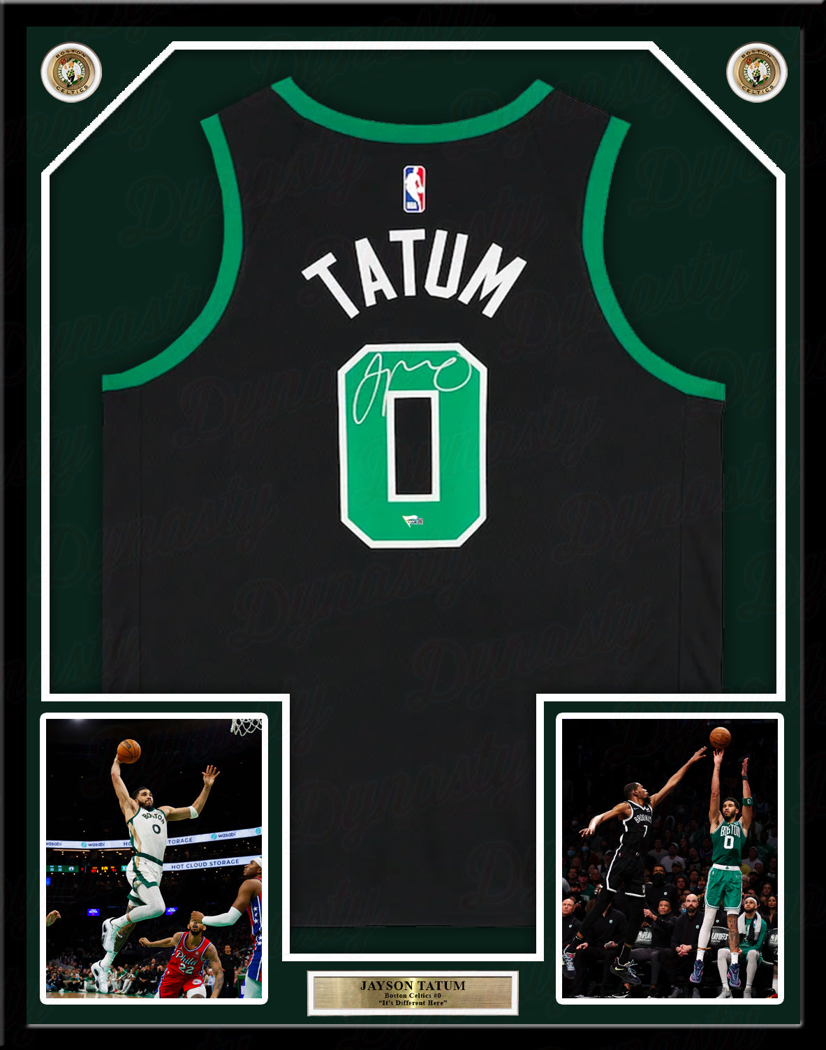 Jayson Tatum Boston Celtics Autographed Framed Nike Black Swingman Jersey