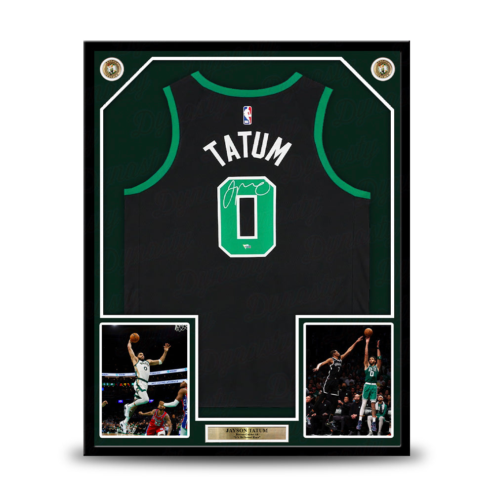 Jayson Tatum Boston Celtics Autographed Framed Nike Black Swingman Jersey