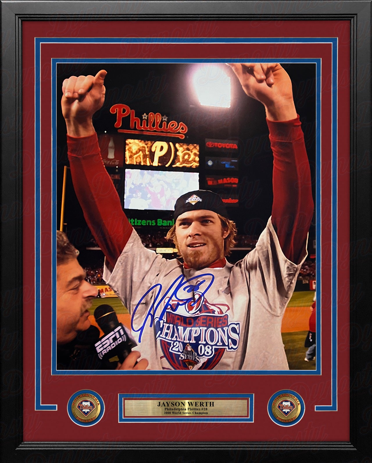 Jayson Werth 2008 World Series Philadelphia Phillies Autographed 11x14 Framed Baseball Photo