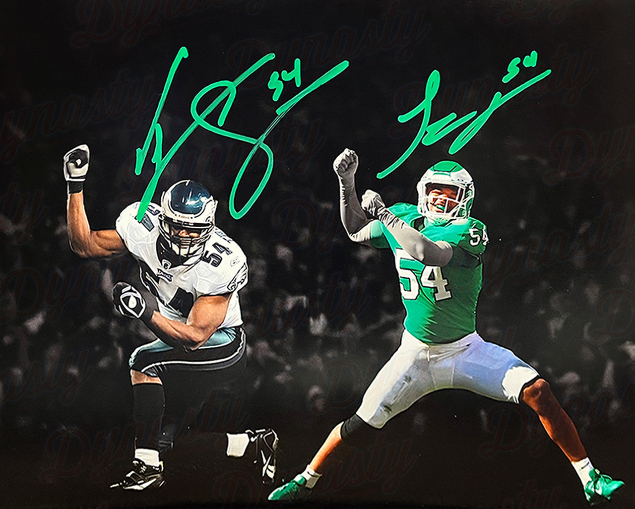 Jeremiah Trotter, Sr. & Jr. Blackout Philadelphia Eagles Dual-Autographed 11" x 14" Football Photo