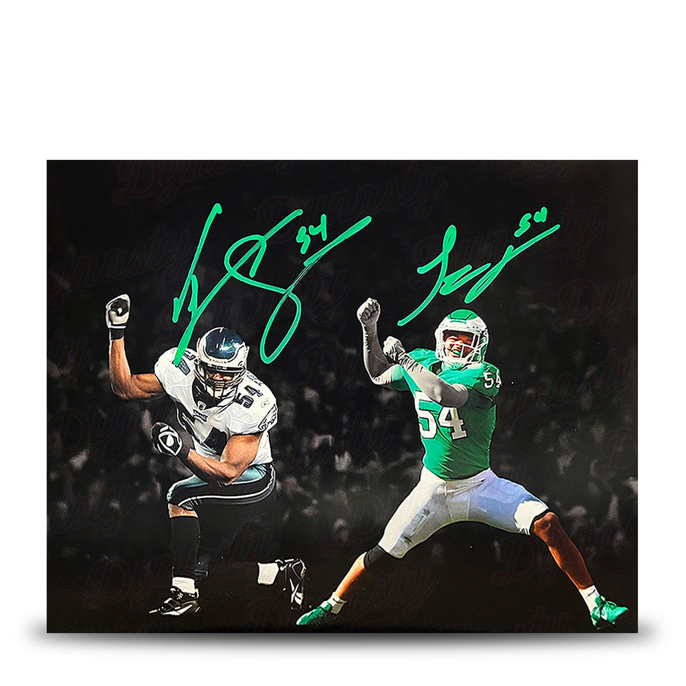 Jeremiah Trotter, Sr. & Jr. Blackout Philadelphia Eagles Dual-Autographed 11" x 14" Football Photo