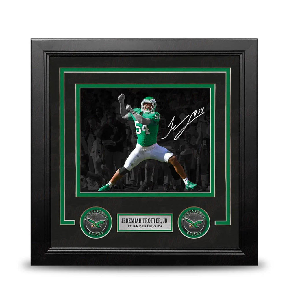 Jeremiah Trotter, Jr. Blackout Philadelphia Eagles Autographed 8" x 10" Framed Football Photo