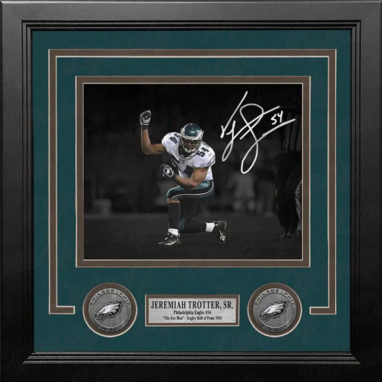 Jeremiah Trotter, Sr. Blackout Philadelphia Eagles Autographed 8" x 10" Framed Football Photo