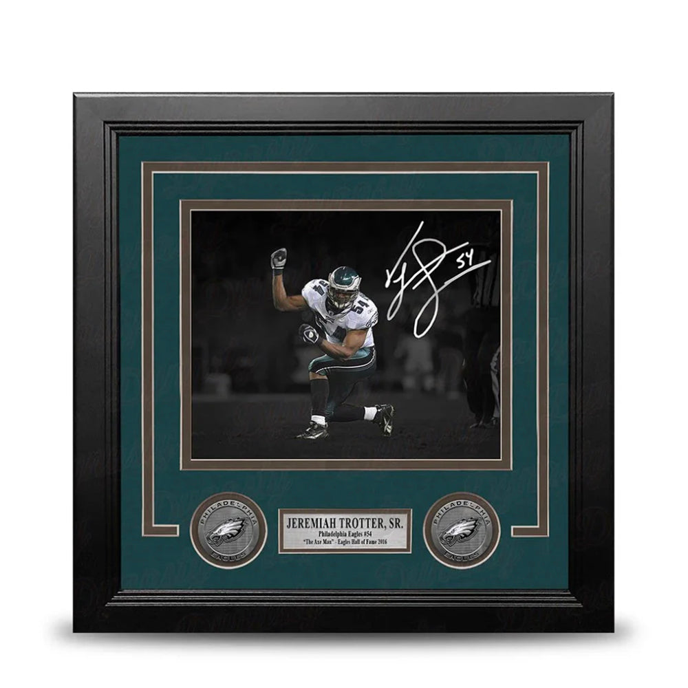 Jeremiah Trotter, Sr. Blackout Philadelphia Eagles Autographed 8" x 10" Framed Football Photo