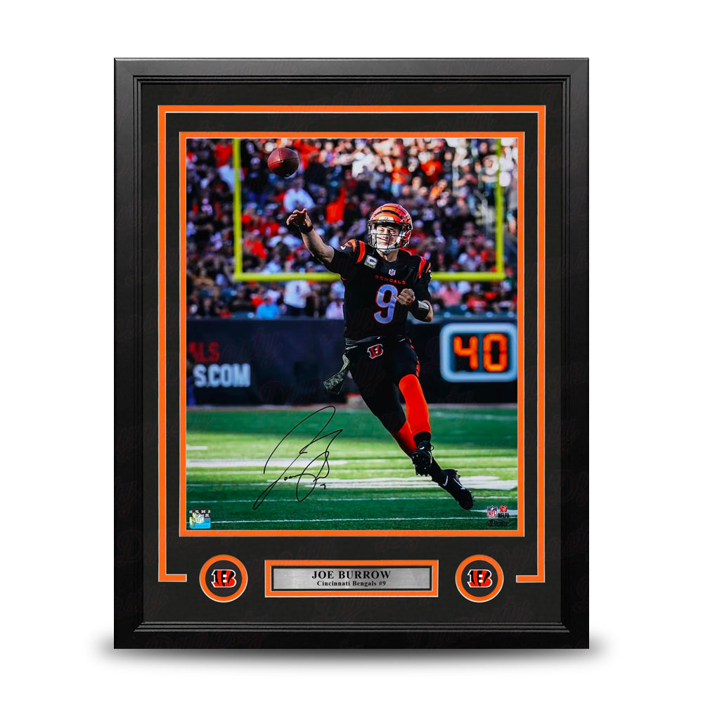 Joe Burrow Throwing Action Cincinnati Bengals Autographed 16" x 20" Framed Football Photo