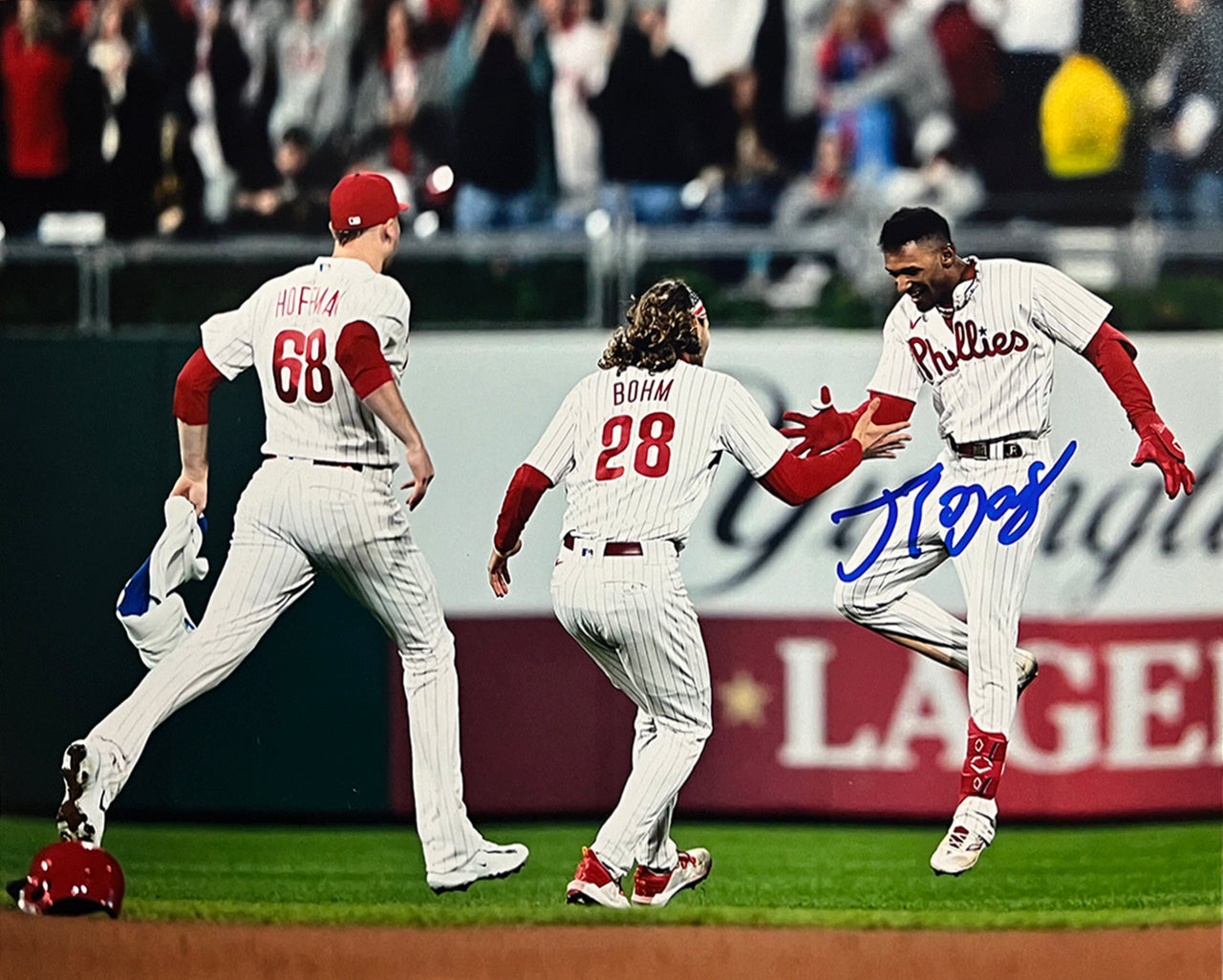 Johan Rojas 2023 Wild Card Clinch Philadelphia Phillies Autographed 8" x 10" Baseball Photo