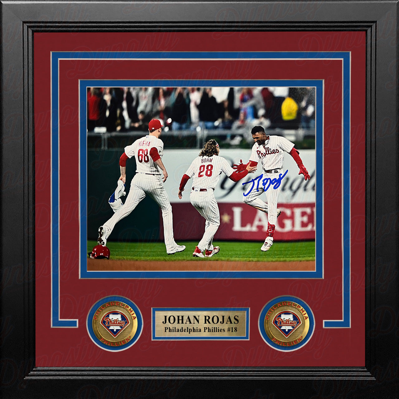 Johan Rojas 2023 Wild Card Clinch Philadelphia Phillies Autographed 8" x 10" Framed Baseball Photo