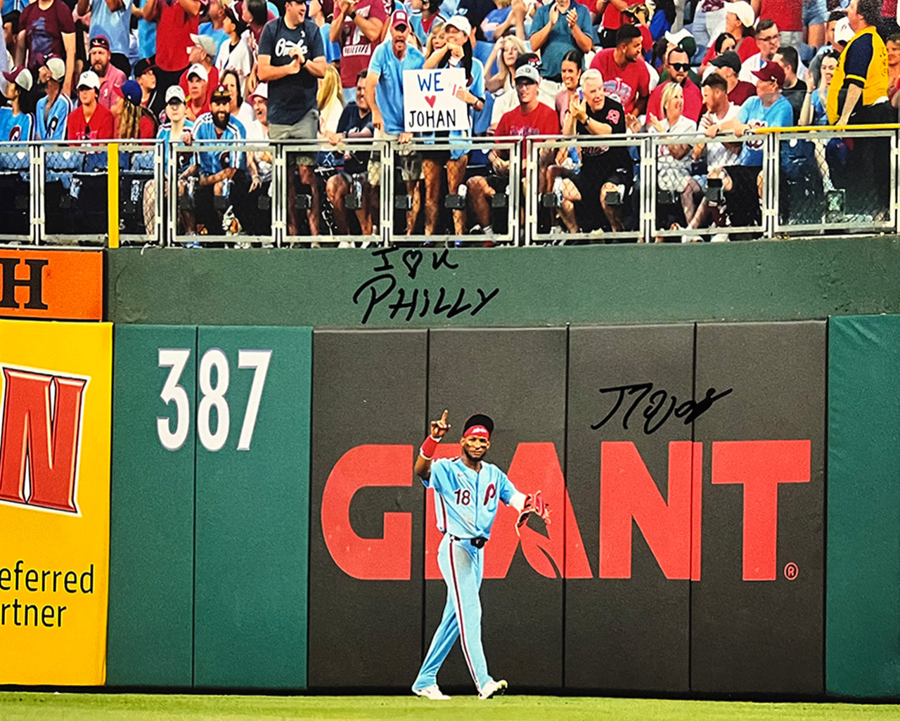 Johan Rojas Philly Love Philadelphia Phillies Autographed 16" x 20" Photo Inscribed I ♥ Philly