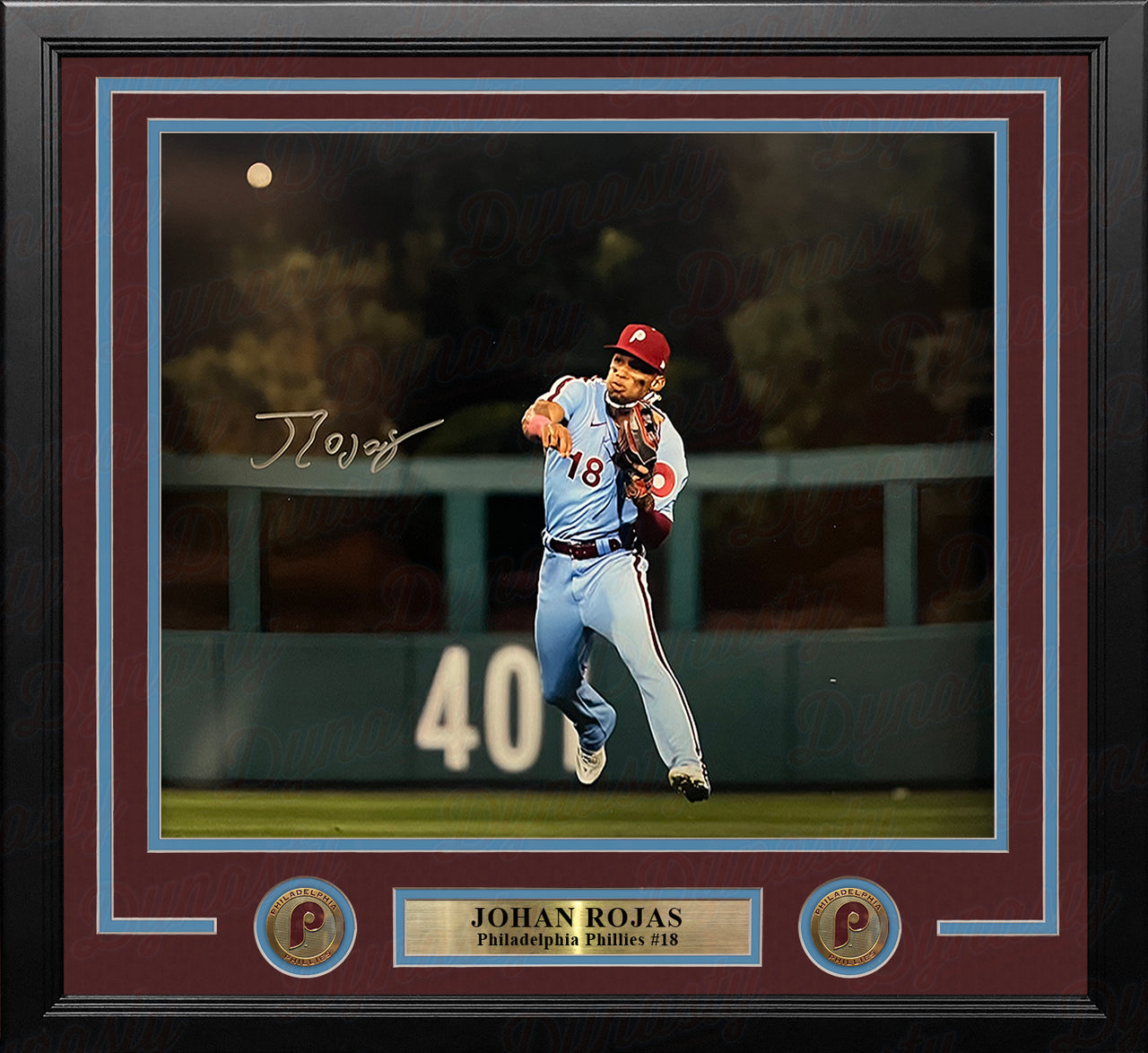 Johan Rojas Throwback Action Philadelphia Phillies Autographed 16" x 20" Framed Baseball Photo