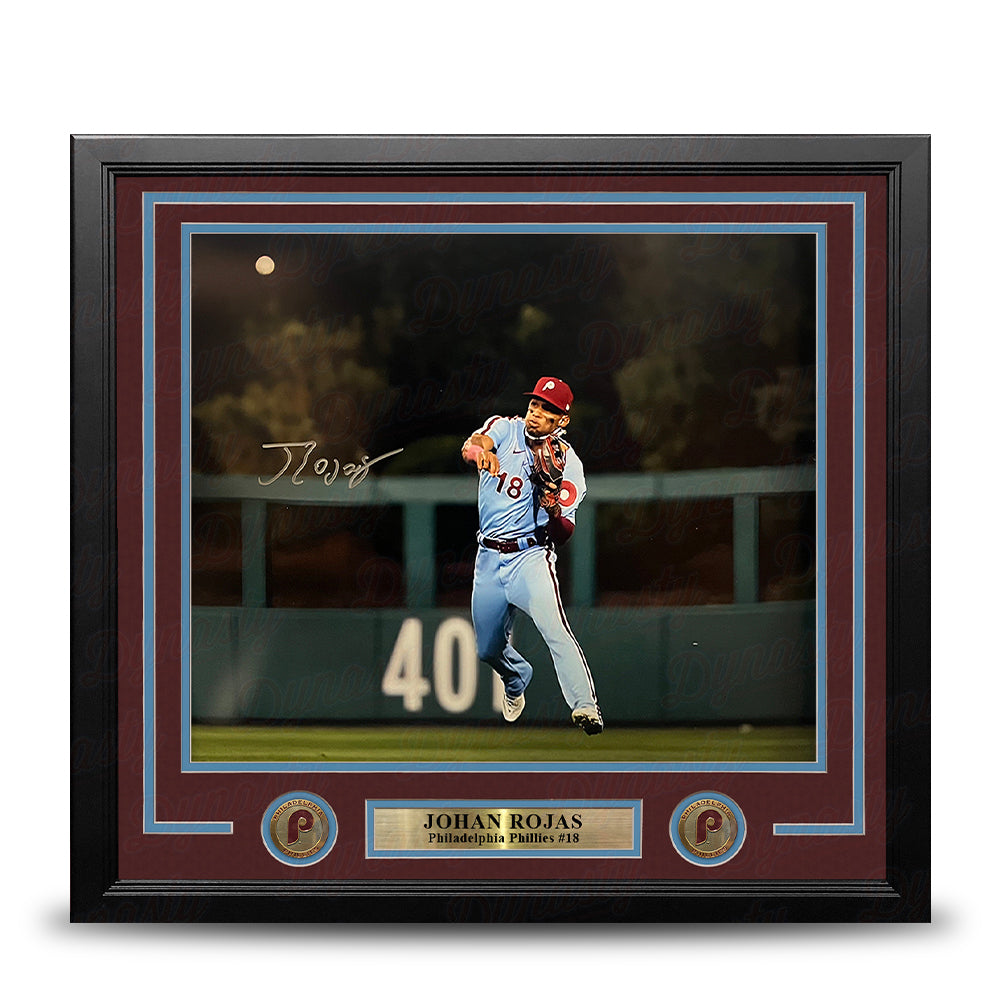 Johan Rojas Throwback Action Philadelphia Phillies Autographed 16" x 20" Framed Baseball Photo