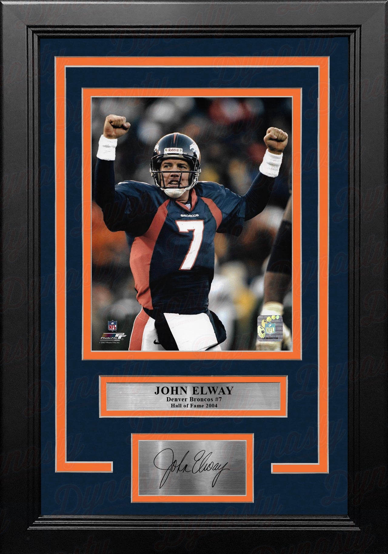 John Elway Celebration Denver Broncos 8" x 10" Framed Football Photo with Engraved Autograph