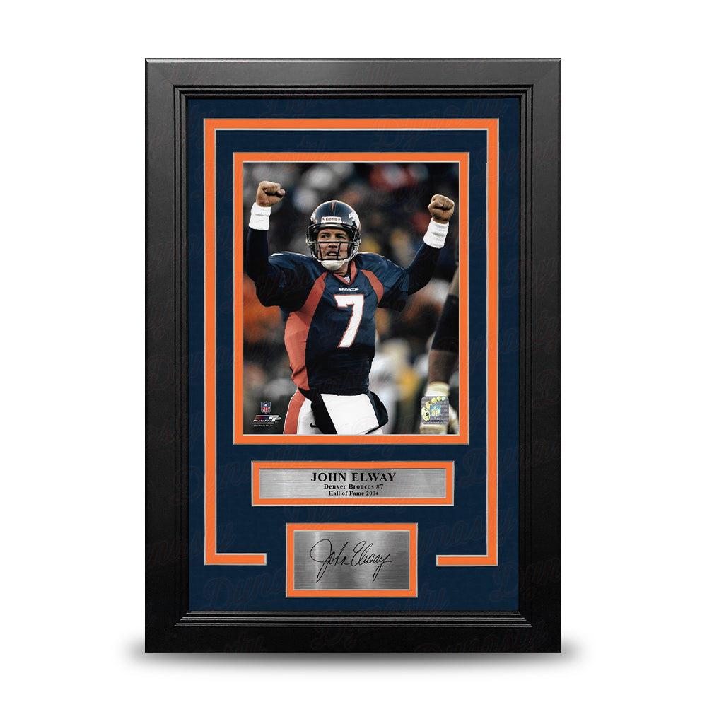 John Elway Celebration Denver Broncos 8" x 10" Framed Football Photo with Engraved Autograph