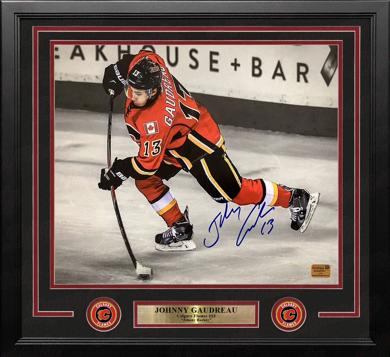 Johnny Gaudreau Spotlight Action Calgary Flames Autographed 11" x 14" Framed Hockey Photo