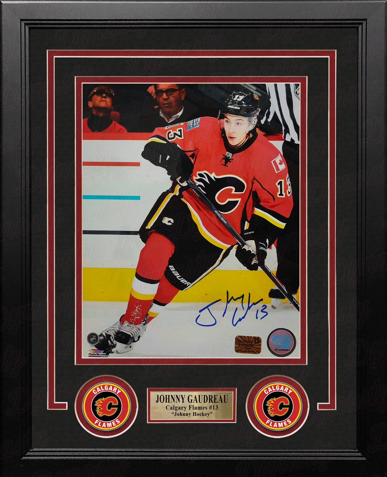 Johnny Gaudreau in Action Calgary Flames Autographed 8" x 10" Framed Hockey Photo