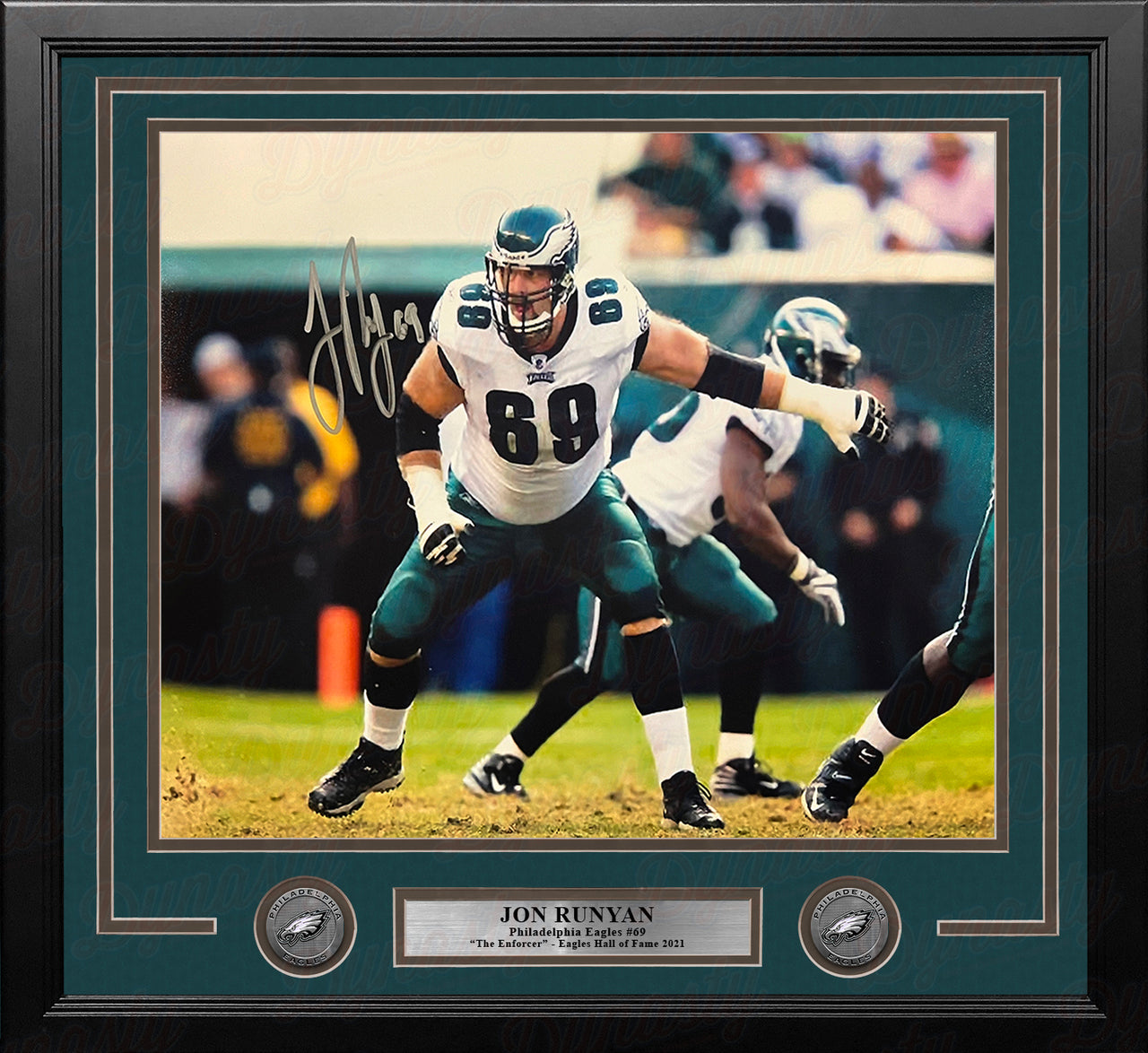 Jon Runyan in Action Autographed Philadelphia Eagles 11" x 14" Framed Football Photo