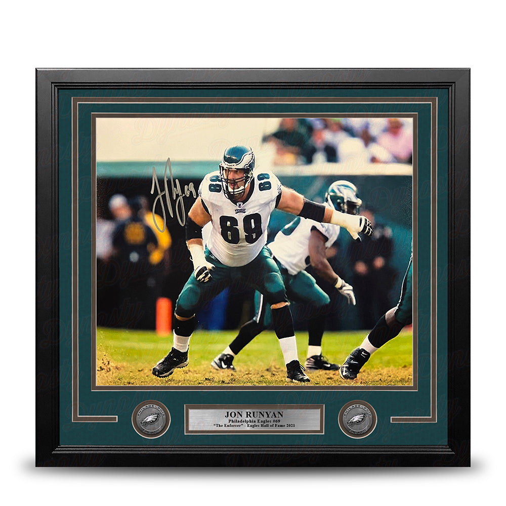 Jon Runyan in Action Autographed Philadelphia Eagles 11" x 14" Framed Football Photo