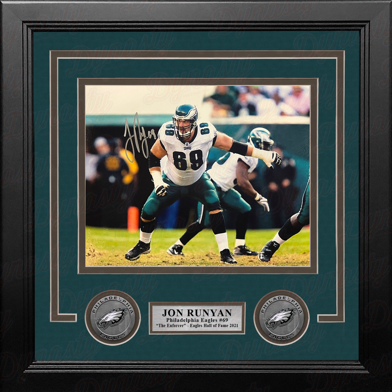 Jon Runyan in Action Autographed Philadelphia Eagles 8" x 10" Framed Football Photo