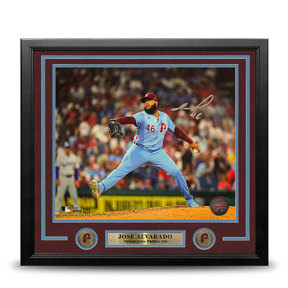 Jose Alvarado Throwback Action Autographed Philadelphia Phillies 11" x 14" Framed Baseball Photo