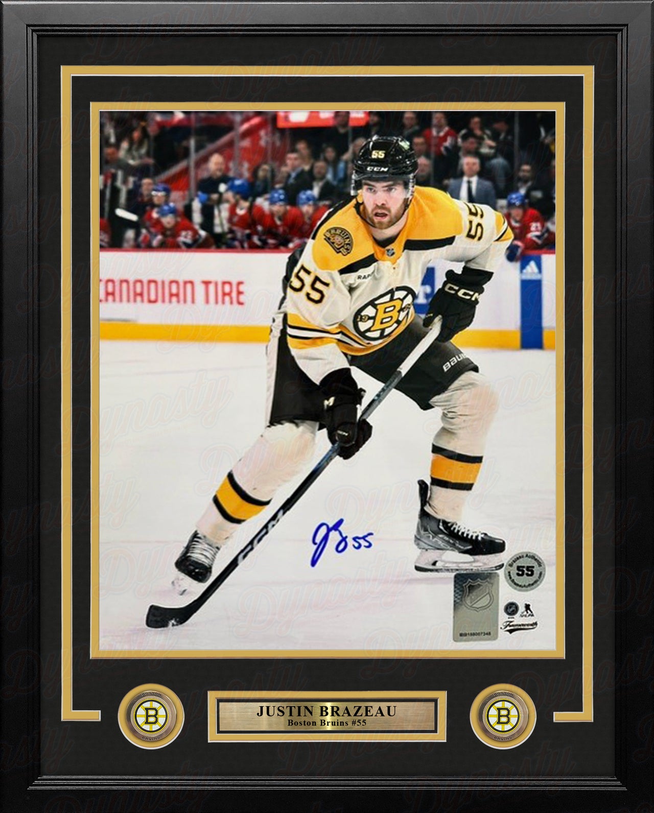 Justin Brazeau in Action Boston Bruins Autographed 11" x 14" Framed Hockey Photo