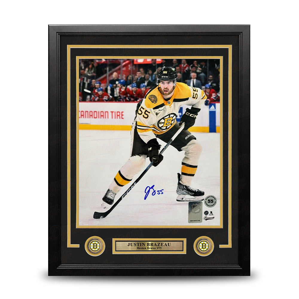 Justin Brazeau in Action Boston Bruins Autographed 11" x 14" Framed Hockey Photo