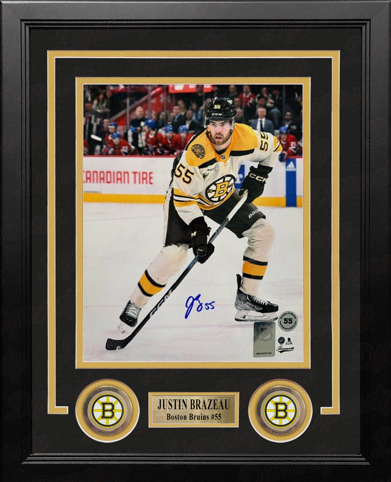 Justin Brazeau in Action Boston Bruins Autographed 8" x 10" Framed Hockey Photo