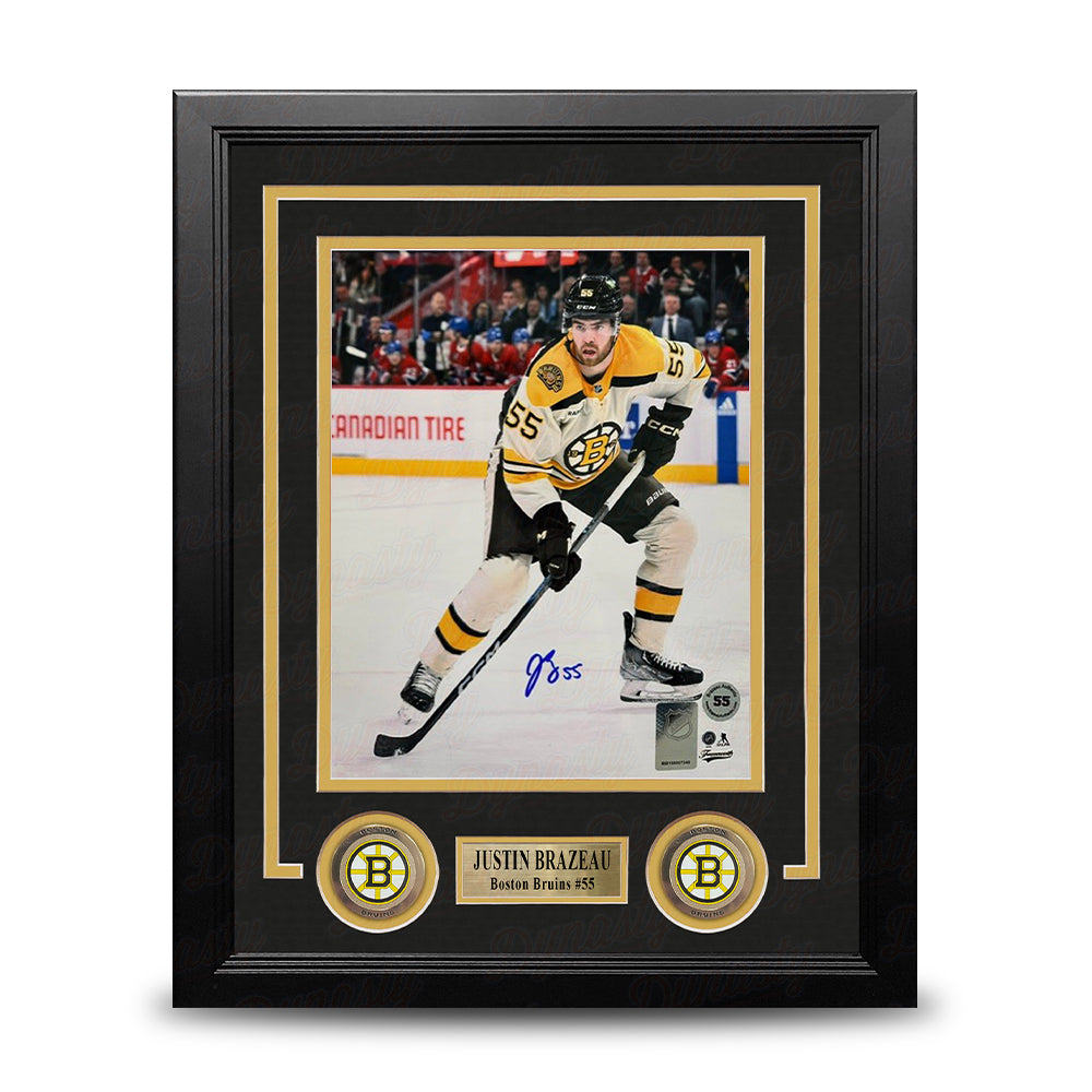 Justin Brazeau in Action Boston Bruins Autographed 8" x 10" Framed Hockey Photo