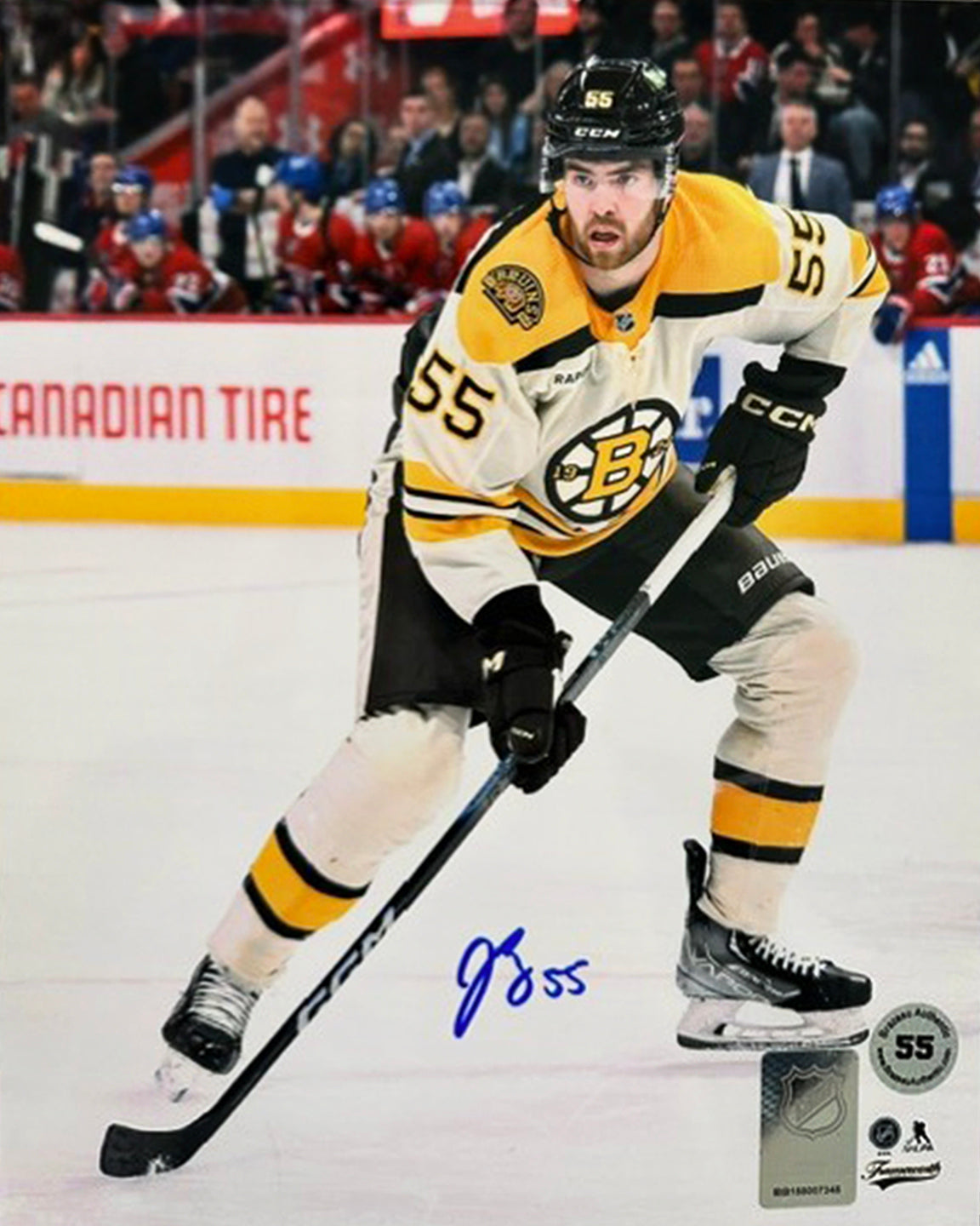 Justin Brazeau in Action Boston Bruins Autographed 11" x 14" Hockey Photo