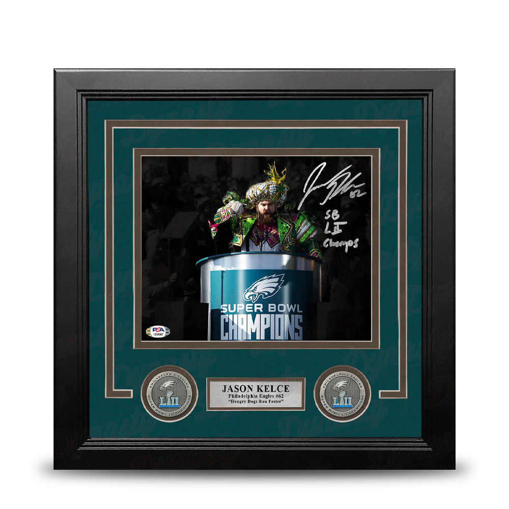 Jason Kelce Super Bowl Speech Philadelphia Eagles Autographed 8x10 Framed Photo - Super Bowl Champs