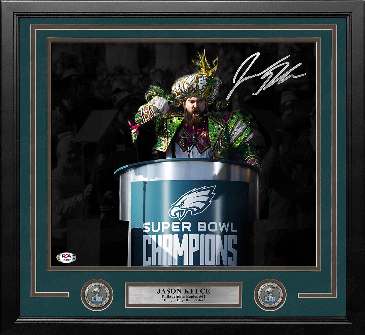 Jason Kelce Super Bowl Speech Philadelphia Eagles Autographed 16" x 20" Framed Spotlight Photo