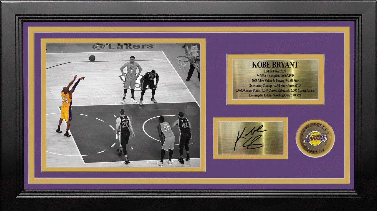 Kobe Bryant Last Shot Los Angeles Lakers 8x10 Framed Photo with Engraved Autograph & Career Stats