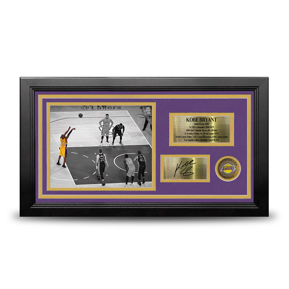 Kobe Bryant Last Shot Los Angeles Lakers 8x10 Framed Photo with Engraved Autograph & Career Stats